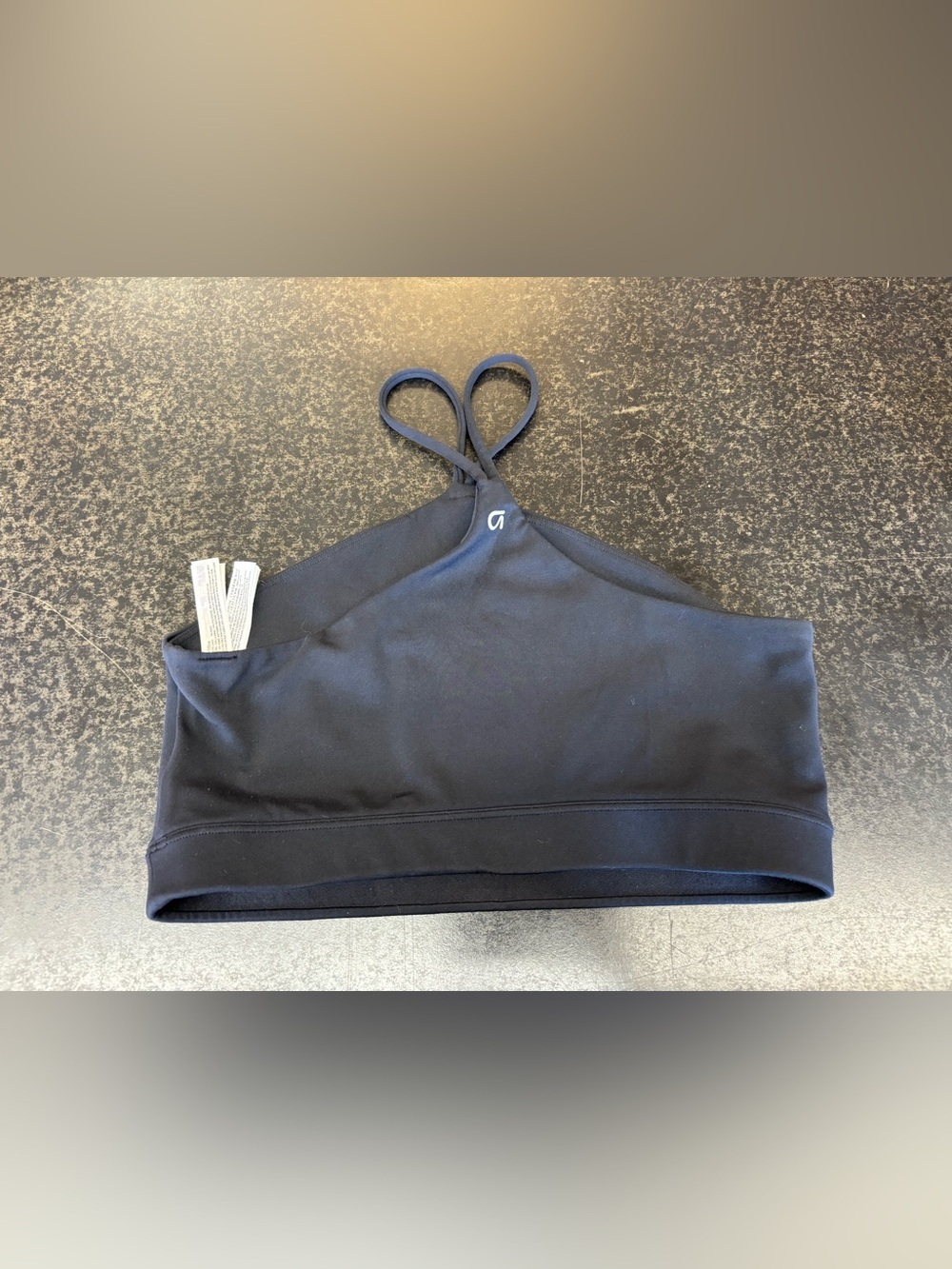GapFit Eclipse One-Shoulder Sports Bra Black Women’s Medium Low Impact Yoga Athl - Picture 3 of 7